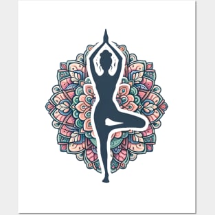 Mandala Tree Pose Posters and Art